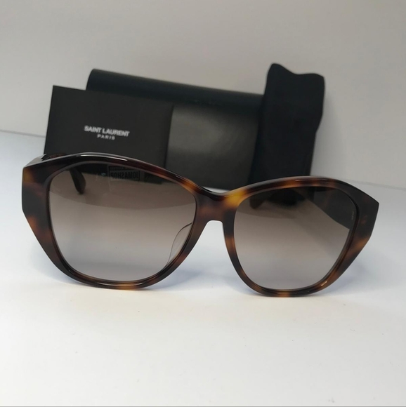 💯 Original SAINT LAURENTSL M8/FN Sunglasses Tortoise - Picture 5 of 13